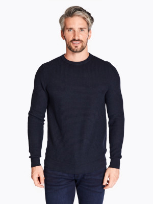 Bugatti Structured Crew Neck Jumper - Navy