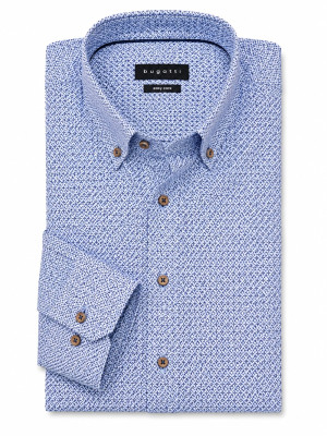 Bugatti Easy Care Medalion Button Down Shirt - Blue
