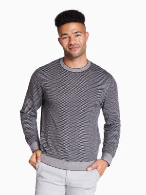 AX ARMANI Crew Neck Diamond Sweater - Navy