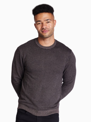 AX ARMANI Crew Neck Diamond Sweater - Black
