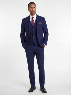 Marco Capelli Slim Fit Check 3 Piece Suit - Navy