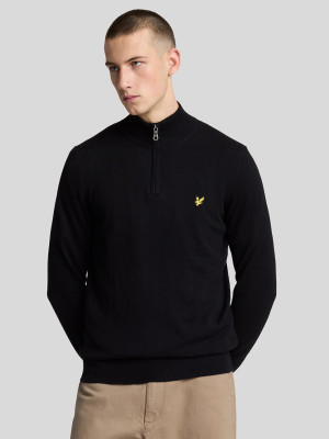 LYLE & SCOTT Cotton Merino Quarter Zip Jumper - Black