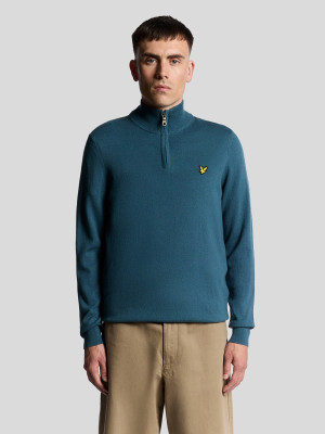 LYLE & SCOTT Cotton Merino Quarter Zip Jumper - Blue
