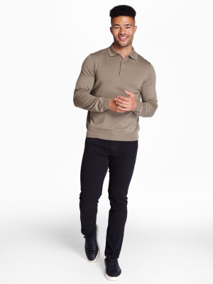 Boss Bono L Virgin Wool Polo Sweater - Brown