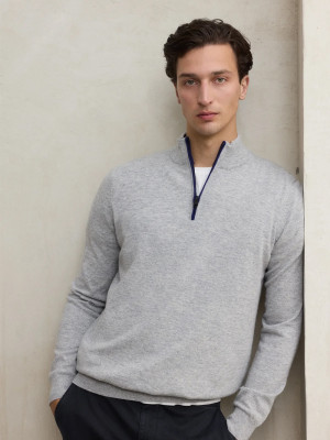 Ecoalf Larch Half Zip Knit - Grey