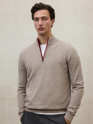 Ecoalf Larch Half Zip Knit - Stone