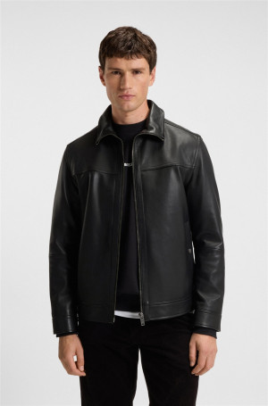 Boss Jorest Leather Jacket - Black