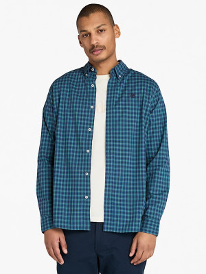 Timberland Stretch Poplin Gingham Shirt - Blue