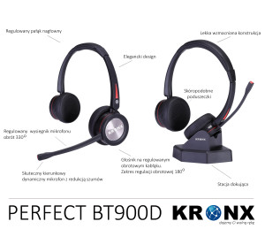 Zestaw słuchawkowy bezprzewodowy PERFECT BT900ED