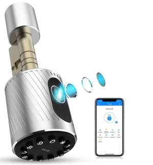 Zamek Elektroniczny C11 - montowany w miejsce cylindra - produkt powystawowy model 60 Zamek na odcisk palca, hasło, kartę, bluetooth, WiFi