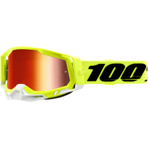 100% Racecraft 2 Extra Crossbrille Fluo Yellow Gläser rot verspiegelt