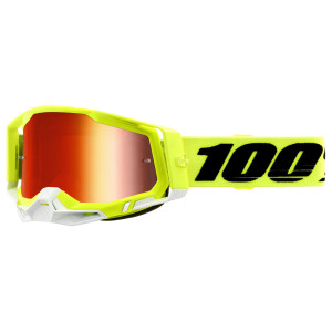 100% Racecraft 2 Extra Crossbrille Fluo Yellow Gläser rot verspiegelt