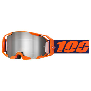 100% Armatic Crossbrille MTB Neon Orange Gläser silber verspiegelt