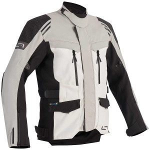 Lindstrands Storbo Motorradjacke hellgrau schwarz Gr. 52