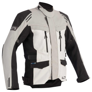 Lindstrands Storbo Motorradjacke hellgrau schwarz Gr. 52
