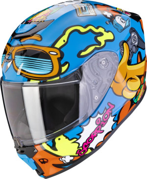 Scorpion EXO-JNR Kinder-Motorradhelm FUN blau-orange Gr. L 52/53