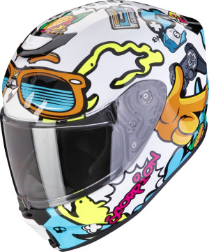 Scorpion EXO-JNR Kinder-Motorradhelm FUN weiß-blau Gr. L 52/53