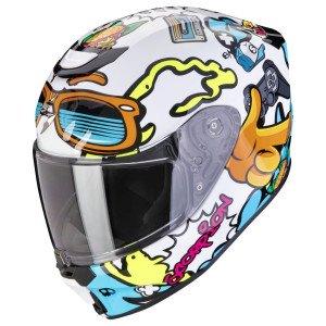 Scorpion EXO-JNR Kinder-Motorradhelm FUN weiß-blau Gr. L 52/53