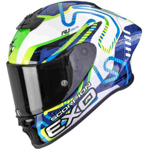 Scorpion EXO-R1 Evo II Air Comering weiß blau grün Gr. L 59/60