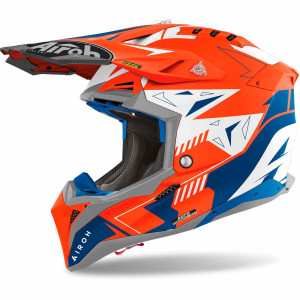 Airoh Aviator 3 Crosshelm Spin orange matt blau weiß Gr. XL 61/62