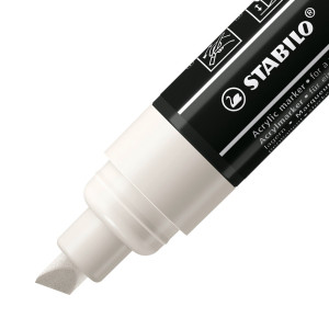 Acrylmarker - STABILO FREE Acrylic - T800C Keilspitze 4-10mm - Einzelstift - weiß