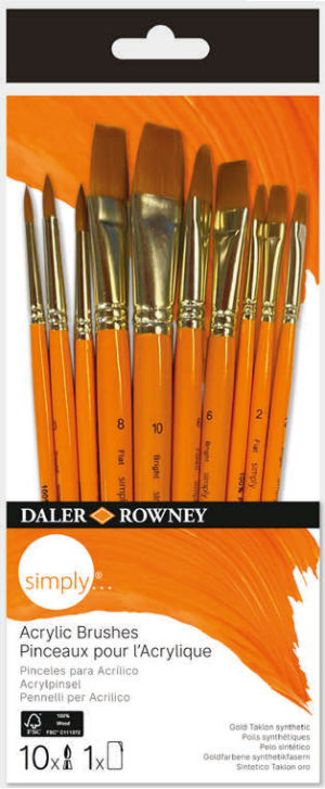 Daler Rowney Simpley 10er Acryl-Pinselset Kurzstielig