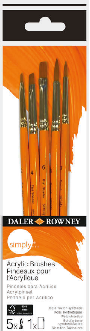 Daler Rowney Simpley 5er Acryl-Pinselset Kurzstielig