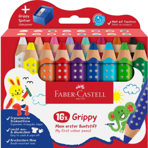 Faber-Castell Buntstft Grippy 16er Set mit Spitzer