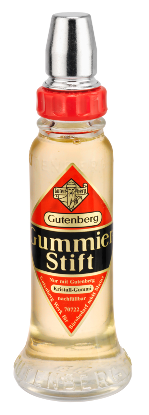 Gutenberg Klebstoff Gummierstift aus Glas