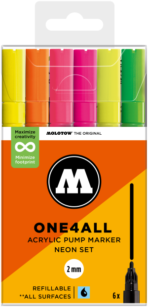 Molotow ONE4ALLâ„¢ 127HS Neon Set 1 2mm neu!