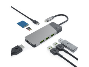 GreenCell USB-C dockningsstation till USB-C PD 85W, HDMI (4K 60Hz), 3xUSB 3.1 samt SD-kort