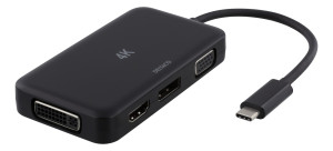Deltaco USB-C Multiport till HDMI/DisplayPort/DVI/VGA-adapter UHD 4K@60Hz*