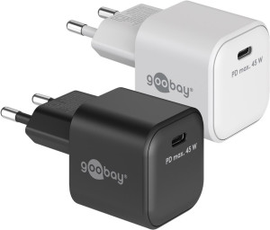 Goobay Snabbladdande kompakt GaN strömadapter med USB-C PD 45W svart/vit (Vit)