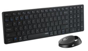 Rapoo 9750M set med trådlöst tangentbord och mus för PC och Mac (bluetooth + USB)