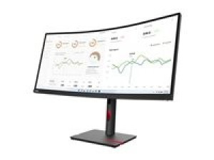 Lenovo ThinkVision T34w-30 34" ultrabred 3440 x 1440 välvd skärm med VA-panel och USB-C PD 75W
