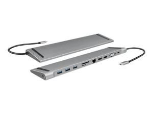 LogiLink USB-C Multiport universal dockningsstation 11-i-1 med stöd för 3 skärmar