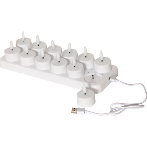 Star Trading 12-pack med laddningsbara LED-värmeljus inklusive batteriladdare