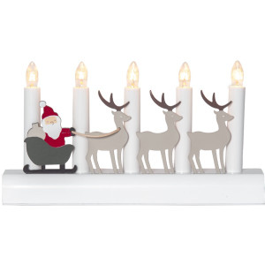 Star Trading Adventsljusstake i trä med jultomte och släde