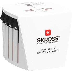 Skross reseadapter för anslutning till utländska eluttag i 220 länder