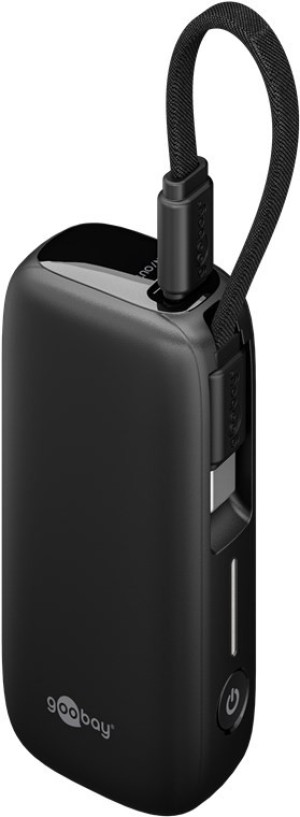 Goobay powerbank 5000 mAh 20W med USB-C-kabel och 1x USB-C, 1x USB