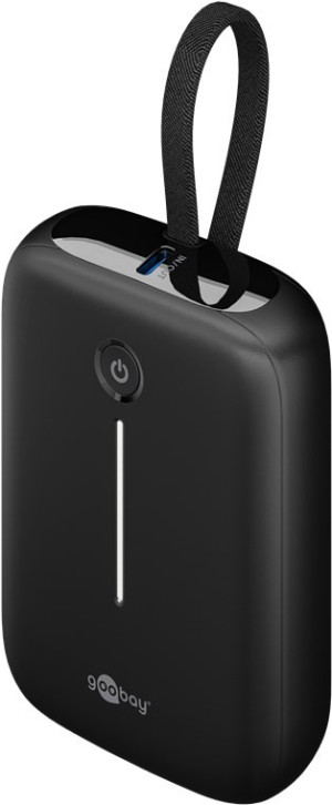 Goobay powerbank 10000 mAh 20W med inbyggd USB-C-kabel och 1x USB-C, 1x USB