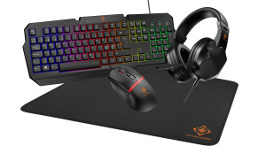 Deltaco 4-i-1 gamingset med tangentbord, headset, mus och musmatta