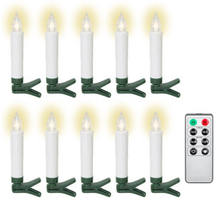 Goobay trådlös julgransbelysning med 10 LED-ljus och fjärrkontroll