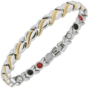 Bransoletka magnetyczna damska wąska pozłacana