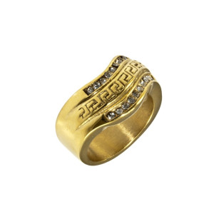 Pozłacany falisty pierścionek z cyrkoniami