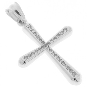 Krzyżyk zawieszka wisiorek stal 316l cyrkonie