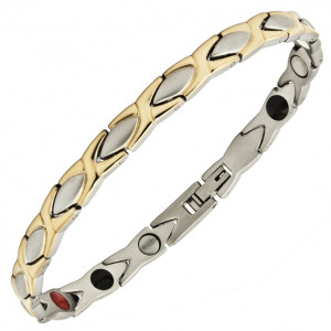 Bransoletka magnetyczna damska pozłacana satyna