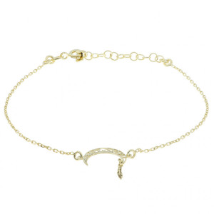 Srebrna bransoletka pozłacana księżyc srebro 925