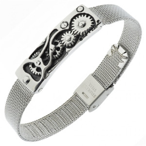 Bransoletka męska stalowa zębatki mesh stal 316l