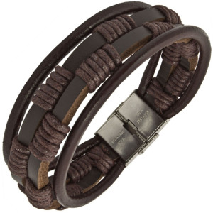 Bransoletka skórzana męska / damska brązowa szeroka